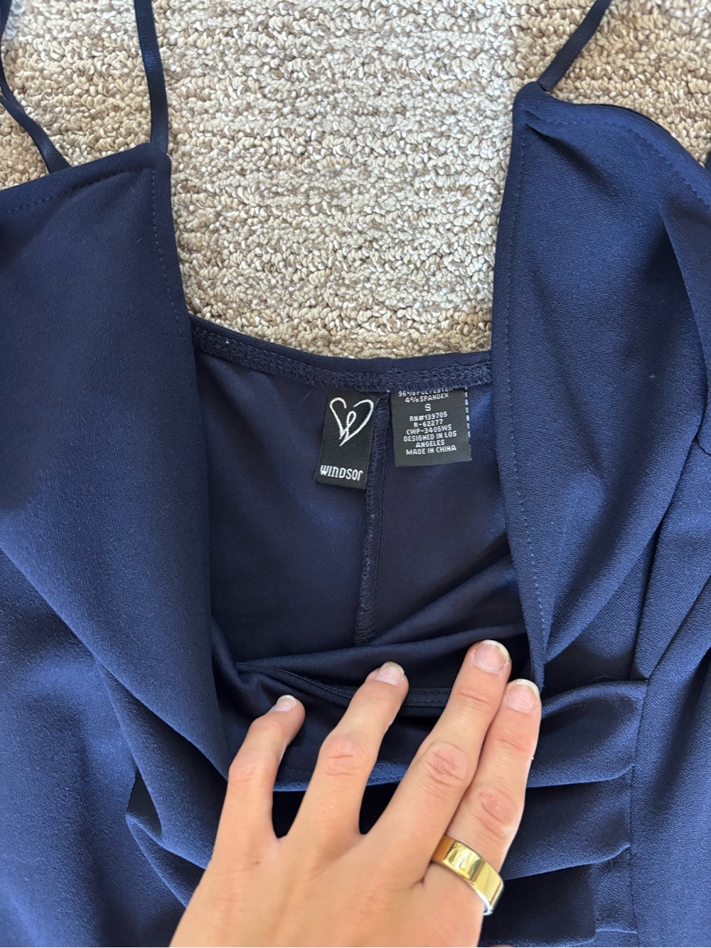 Windsor Midnight Navy Spaghetti-Strap Maxi Dress - Picture 3 of 6